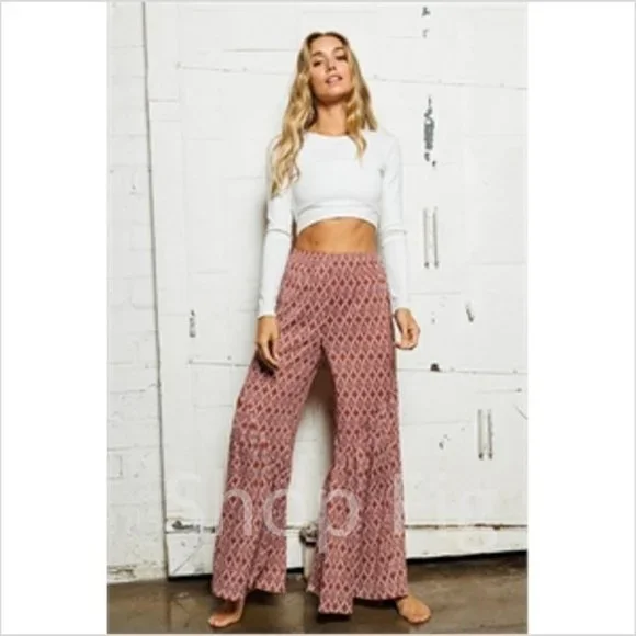 New Wide Leg Flare Hippie Harem Band Pants /  Jogger Casual Jeans Bohemian - Picture 5 of 8